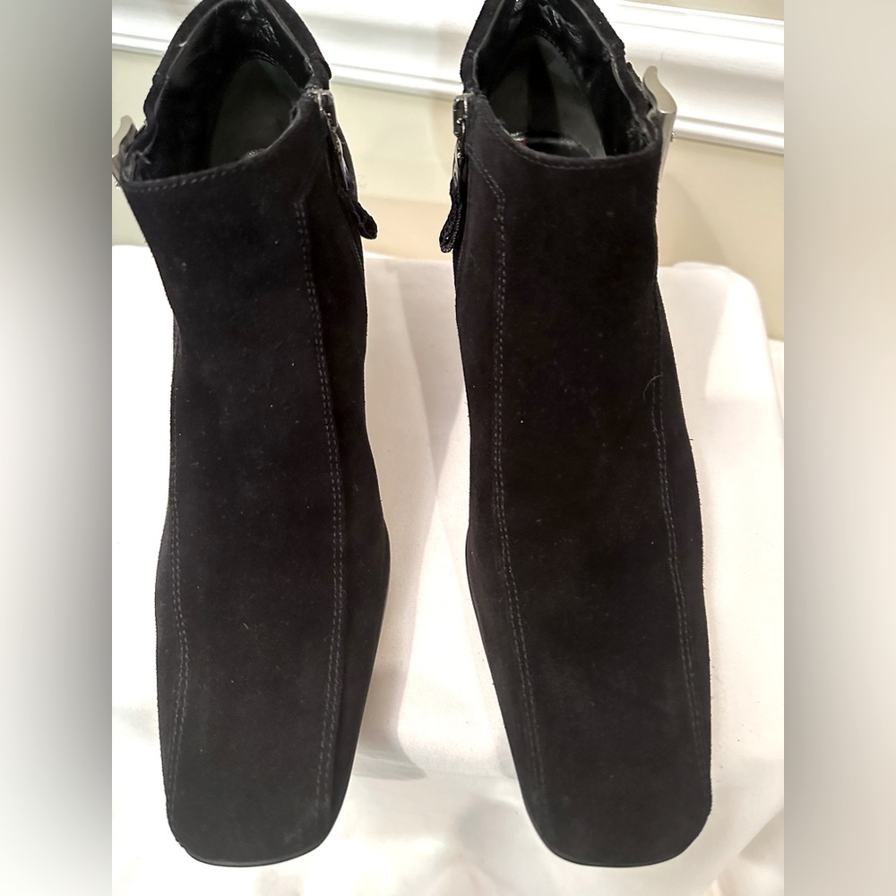 PRADA vintage black suede ankle boots with zip zipper VERY gently worn, 2” heel
